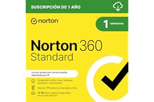 NORTONLIFELOCK Norton 360 Estándar 2025|Antivirus 1 Dispositivo|1 año| Descarga digital