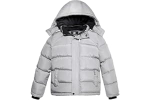 Wantdo Giacca Caldo Invernale Parka con Cappuccio Antivento Cappotto da Esterno Trapuntato Giubbotto in Cotone da Trekking Bambino