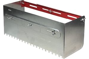 IRON GRX Llana dentada Extensible Regulable - Deslizador de mortero Cajon Plana Peine Caja paleta para Colocación de Baldosas azulejos losas Espátula Dentada extensible con Mango tirador acero galvanizado