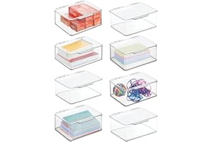 mDesign organizer na biurko do przechowywania długopisów, notatników itp. (zestaw 8 sztuk) - plastikowe pudełko do przechowywania wolnego od BPA - pudełko z pokrywą na wszystkie rodzaje przedmiotów -