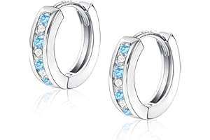 ASH'S CHOICE Silber 925 Ohrringe Chunky Klobige Creolen - Kleine Knorpel Huggie Dick Leicht Breit 14K Gold GlitzerCreolen mit Zirkon Sterne Mond Schmetterling für Damen Mädchen