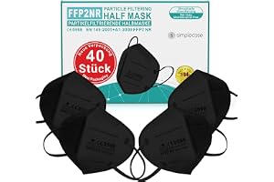 Simplecase 40 stycken FFP2-masker, CE-certifierade av officiellt anmält organ CE2834/0598, andningsmask, partikelfiltermask