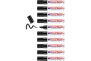 edding 500 marcador permanente - negro - 10 rotuladores - punta biselada 2-7 mm - resistente al agua, de secado rápido, rotuladores indelebles - para cartón, plástico, madera, metal, vidrio