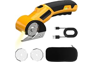 JNBGTU Cordless Electric Scissors - 4V Mini Electric Box Cutter, Carpet & Cardboard Cutter Tool with Replacement Blades & Storage Box, Rotary Cutting for Cardboard, Carpet, Leather, Plastic Packages