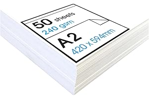 Artway Studio - Acid Free A2 Mixed Media Paper - Ideal for Multimedia Applications - 240gsm - A2 (50 Sheets), White