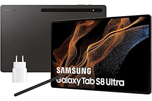 Samsung Galaxy Tab S8 Ultra con cargador – Tablet de 14,6" (8GB RAM, 128GB Almacenamiento, Wifi, Android 12) Negra - Versión española