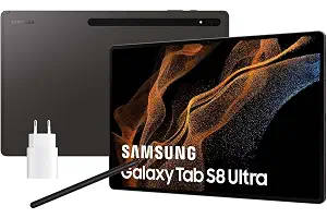 Samsung Galaxy Tab S8 Ultra con cargador – Tablet de 14,6" (8GB RAM, 128GB Almacenamiento, Wifi, Android 12) Negra - Versión española