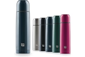 Blumtal® Thermosflasche 1L - BPA-freie Thermoskanne 1L für warm&kalt - auslaufsichere Isolierflasche 1000ml aus Edelstahl - Thermoskanne mit Becher - Teeflasche 1 Liter - Dark Ocean Blue - Blau