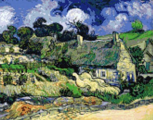 French thatched cottages by Van Gogh cross stitch kit