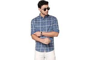 Dennis Lingo Men's Checkered Slim Fit Cotton Casual Shirt