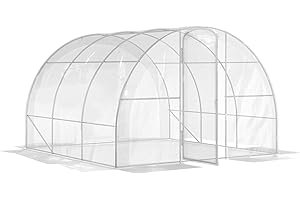 Outsunny Serre de Jardin Tunnel 3 x 3 x 2 m 9 m² avec Porte à charnières bâche en PE 150 g/m² pour Légumes Plantes Fleurs