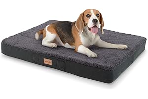 brunolie Balu - Lit pour Chien, Lavable, orthopédique et antidérapant, Coussin pour Chien, Peluche, Mousse à mémoire Respirante, Taille M (79 x 60 x 8 cm) - Gris foncé