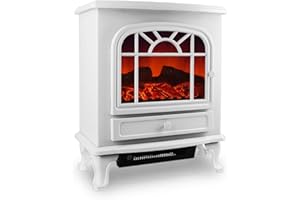 Deuba Cheminée électrique Blanche avec Fonction Chauffage et Effet feu de cheminée 2000W décoration