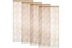 LITLANDSTAR 4 Stück Fadenvorhang Türvorhang, Glitzer Türvorhang Fensterdekoration Raumteiler Dekoration Perlenvorhang für Hochzeit Party Dekoration, 100 x 200cm (Champagne)