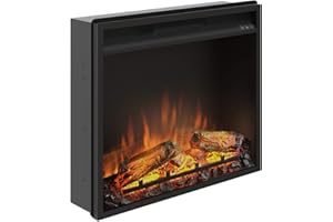 Cheminée électrique encastrable TAGU PowerFlame, Puissance de Chauffe de 1500 W, Programmable sur 7 Jours, Thermostat numérique, Télécommande