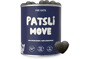 Gelenk-Snacks für Katzen | Stärkt Gelenke mit Grünlippmuschel, MSM, Spirulina, Kollagen | Ergänzungsfuttermittel mit Omega-3 für Katzen | Tierärztlich entwickelt | Leckerli Gelenke Katze | Patsli Move