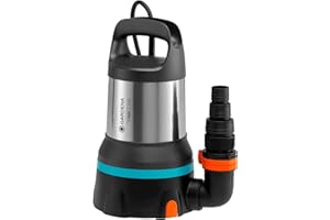 Gardena Pompa a Immersione Acque Pulite Aquasensor 750 W, Portata 17.000 l/h, Prevalenza Max 9 m, Aspirazione Piatta Fino a 1 mm, Galleggiante Integrato, Regolazione Touch Control (9036-20)