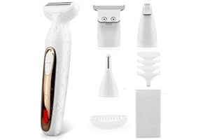 Hoxida Bikini Trimmer Women 4 in 1, Rechargeable Cordless IPX7 Waterproof Electric Shaver for Women, Intimate Pubic Hair Trimmer, Lady Razor for Body Nose Eyebrow Face Lip Legs Underarm