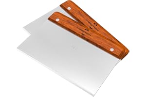 Midgreyeye 2 Premium Tarocco Per Impasti Con Manico Grande In Legno,acciaio Inossidabile 420, Raschietto Cucina （20 * 13cm）