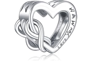Annmors Charme Love You & Mom Argent Sterling 925 Femmes Perles Charm Pendentif Breloque avec 5A Zircone Compatible pour Européen Bracelets Collier,Halloween Christmas Gifts for Family/Lover/Friends