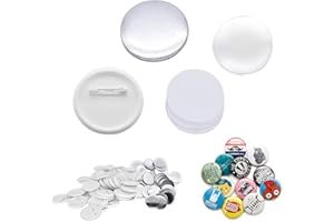 MSFE 200 Sets Blank Button Badge Parts for Button Maker Machine(25/32/58mm),Make Your Own Badges Kit,Round Badge Button Parts,Includes Metal Cover,Plastic Button Back Cover,Clear Film&Blank Paper
