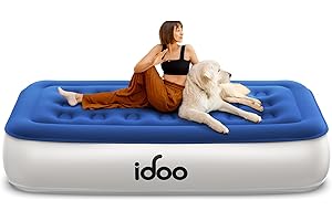 ‎IDOO iDOO Luftbett 1 Person,Luftmatratze Selbstaufblasend mit Integrierter Elektrischer Pumpe, Aufblasbare Matratze mit Aufbewahrungstasche, Aufblasbares Bett für Camping, Gäste, Reisen und drinnen