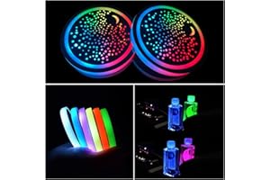VOAKZEF 2 Pcs LED Car Cup Holder Lights,USB Charging Car Coasters,7 Colors Luminescent Light Cup Pad,Luminescent Cup Pad Interior Atmosphere Lamp Decoration Light (Starry Sky)