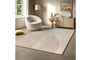 the carpet Mila - Nowoczesny dywan z krótkim runem, salon, sypialnia, elegancki połysk, włókna połyskujące, efekt wysokiego i niskiego runa, obramowanie, Kremowy Abstrakcyjny, 140 x 200 cm