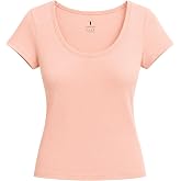 TIMSHEL Kadın%100 Pamuk A&ccedil;ık Yuvarlak Yaka Body T-Shirt, Slim Fit