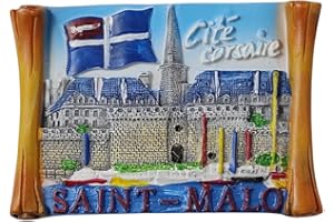 MUYU CRAFT Magnete da frigorifero 3D Saint Malo Bretagne Francia souvenir da viaggio decorazione per frigorifero in resina dipinta a mano collezione artigianale