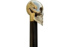 RW REPLICA WAREHOUSE Canne de marche vintage en laiton avec tête de mort pour homme et femme, canne de marche en bois noir, style victorien antique