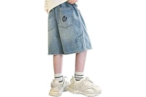 pxjsdwe Jeans Shorts Jungen 164 Baggy Kurze Hosen Jeansshorts Sommer Relaxed Fit Denim Shorts Casual Sport Kurz Jeanshose Vintage Mode Bermuda Jeanshorts Streetwear für Kinder 3-14 Jahre