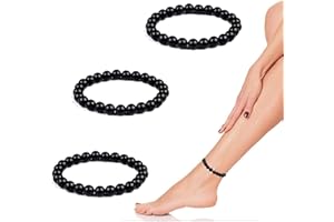 IOPYKKOA Anti-Gonfiore Nero ossidiana Dimagrante Cavigliera, Drenaggio linfatico Naturale Magnetoterapia Ossidiana Perla Bracciale, Cavigliera anti-varicose