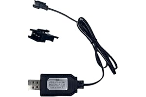 BAIWEIDUN 7.4V USB Charger Cable with SM-4PIN Plug Compatible RC Car/RC Plane/RC Tank/RC Boat and Other Remote Control Toys for Universal 7.4V Lipo Battery USB Charger with Battery Protection