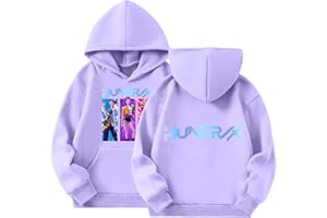 Générique Sweat à Capuche Fille K-Kpop D-Demon Hunter Merch Imprimés K-Pop Demons Hunters Huntrix Huntr/X Rumi Mira Zoey Pull à Manches Longues Décontractés Hoodie Witch Hauts