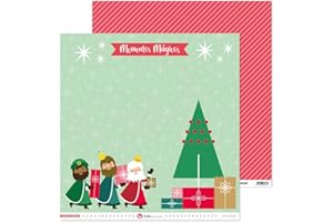 Anita y su mundo 37018857. Pack de 5 Papeles Decorados, Layout Reyes Magos, 30,5x30,5cm, Colección Navidad Mágica, Impresos Doble Cara
