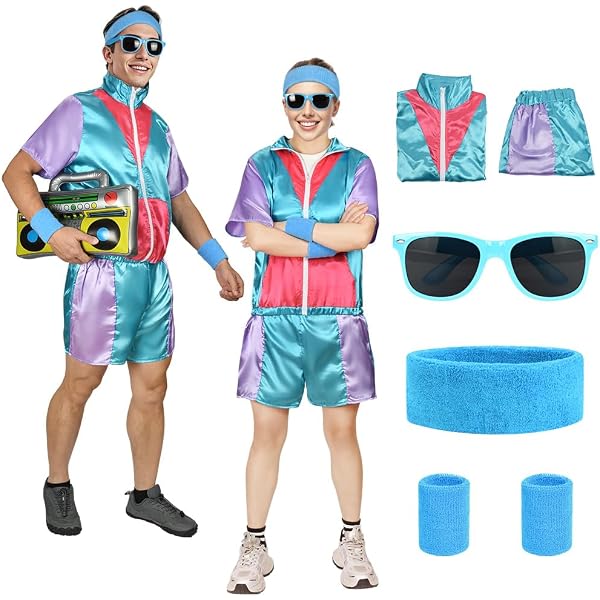 LWMTT Déguisement Annees 80 Accessoire Femme,Femme Années 80 Ensemble (Vert