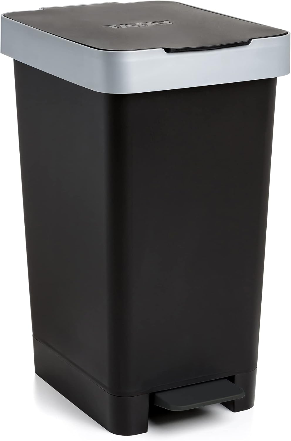 Tatay Cubo de Basura Cocina con Pedal Smart 25L | Diseño Compacto y Funcional | Uso Interior y Exterior | Compatible con Bolsas de 30L | Plástico Resistente Libre de BPA | 26x36x47cm, Negro