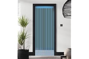 ZEBRA BLINDS String Curtain, Door Fly Screen Curtains, Door Strings, Tassel Curtains for Doorway, Window Decor String Panel Stripe, Stylish Room Divider, Panel Fringe Curtain (Blue, 100 x 210 cm)