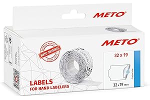 Meto Etichette per etichettatrice (32x19 mm, 2 linee, bianco, 5.000 pezzi, multifunzionale permanente e congelato, per Meto, Contact, Sato, Avery, Tovel, Samark, ecc.)