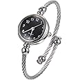 Hemobllo Womens Fashion Quartz Bangle Cuff Bracelet Wrist Watch, Unique Elegant Stainless Steel Wire Band, Arabic Numerals