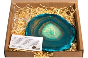 British Fossils Dekorative Achatscheibe mit Ständer, 12,7 cm, grüne Achatscheibe, in Geschenkbox