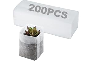 PEUTIER 200 Pièces Sac de Plantation Non Tissé, 16x20cm Sac Semis Biodégradable Pots de Semis en Tissu Conteneur Pochette de Plantes pour Légumes, Fruits, Fleurs, Jeunes Arbres