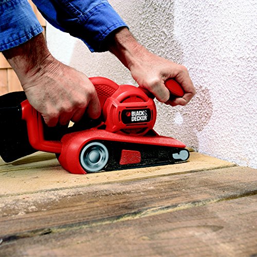 Black + Decker 720W Bandschleifer, automatische Schleifbandzentrierung, Staubfangsack, einfache Bandmontage, KA86 - 3
