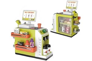 FUNZY TOYS FUNZY Magical Mini Supermarket Playset with Lights and Sounds - Includes Coffee & Fridge Stations for Boys and Girls!