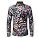 Produktbild Lucky mall Männer Mode Persönlichkeit Casual Bluse, Schmales Langärmliges Bedrucktes Oberteil, Herren Slim Fit Printed Langarmhemd