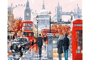 JanFebMar Malen Nach Zahlen Erwachsene DIY Handgemalt Ölgemälde Kit Mit Knitterfreie Leinwand, 4 Pinsels und Acrylfarbe Rahmenlos 40 X 50cm