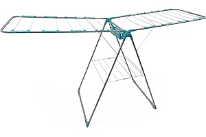 DIVCHI Clothes Dryer Airer With Peg Basket | Foldable Clothes Drying Rack | Compact Laundry Clothes Stainless Steel Adjustable Horse Indoor Outdoor Laundry Racks