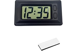 FLYLIN Mini Auto Tischuhr, Auto Armaturenbrett Innen Digitaluhr Selbstklebend mit Klebepad, Elektronische Messgeräte Autouhr Datum Uhrzeit Kalenderanzeige für Auto Armaturenbrett Home Desk Office (Schwarz)