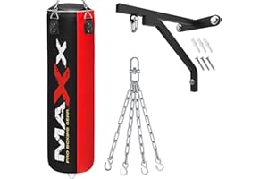 MAXX PRO BOXING GEAR Punching Bag Set with Free Bracket and Chain, Choose from 3 to 6 Feet Sizes